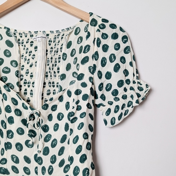 REFORMATION Delevan Top Tapioca Polka Dot Green White 0 - Picture 7 of 11